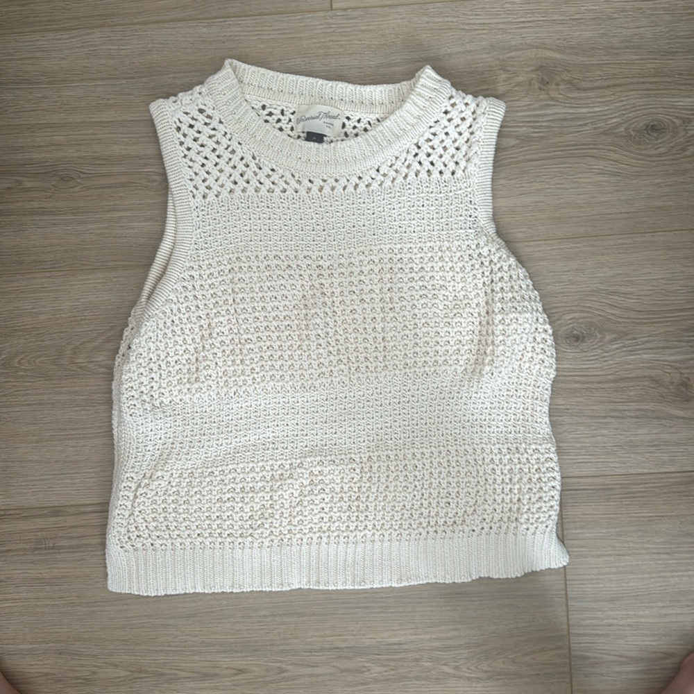 Universal Thread‎ Knit Tank Top Sleeveless Crochet Casual Layering Cream M